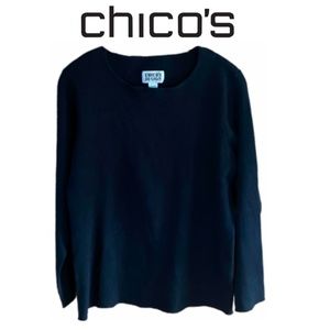 Chico's Black Silk Blend Pullover Sweater